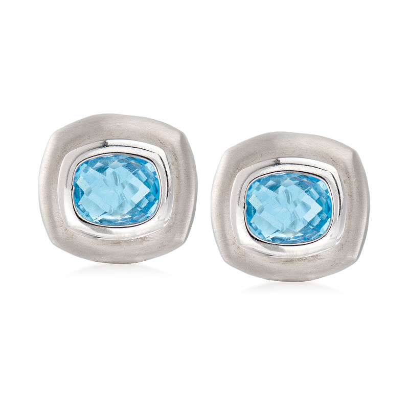 C. 1990 Vintage 12.00 ct. t.w. Sky Blue Topaz Earrings in 18kt White Gold image number 0