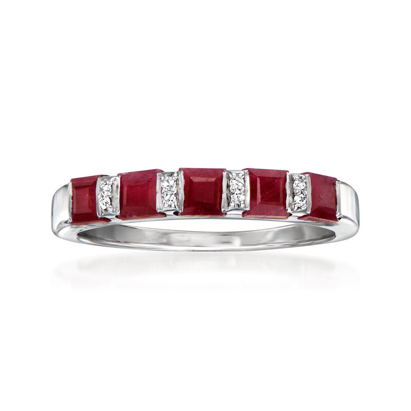 1.50 ct. t.w. Ruby Ring with Diamonds in Sterling Silver image number 0