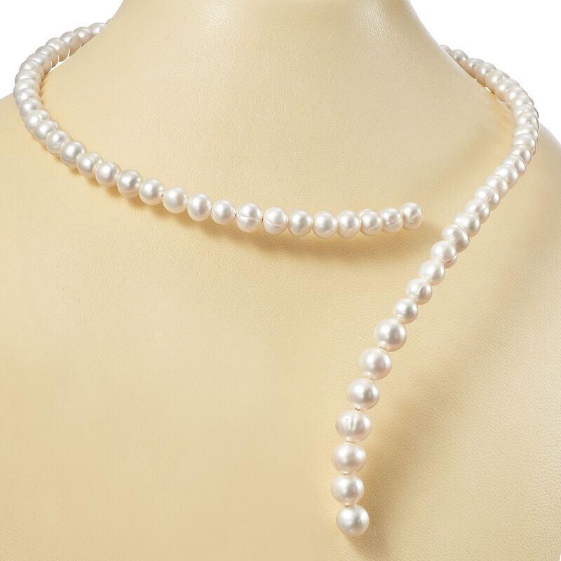 6-8mm Cultured Pearl Coiled Choker Necklace image number 2