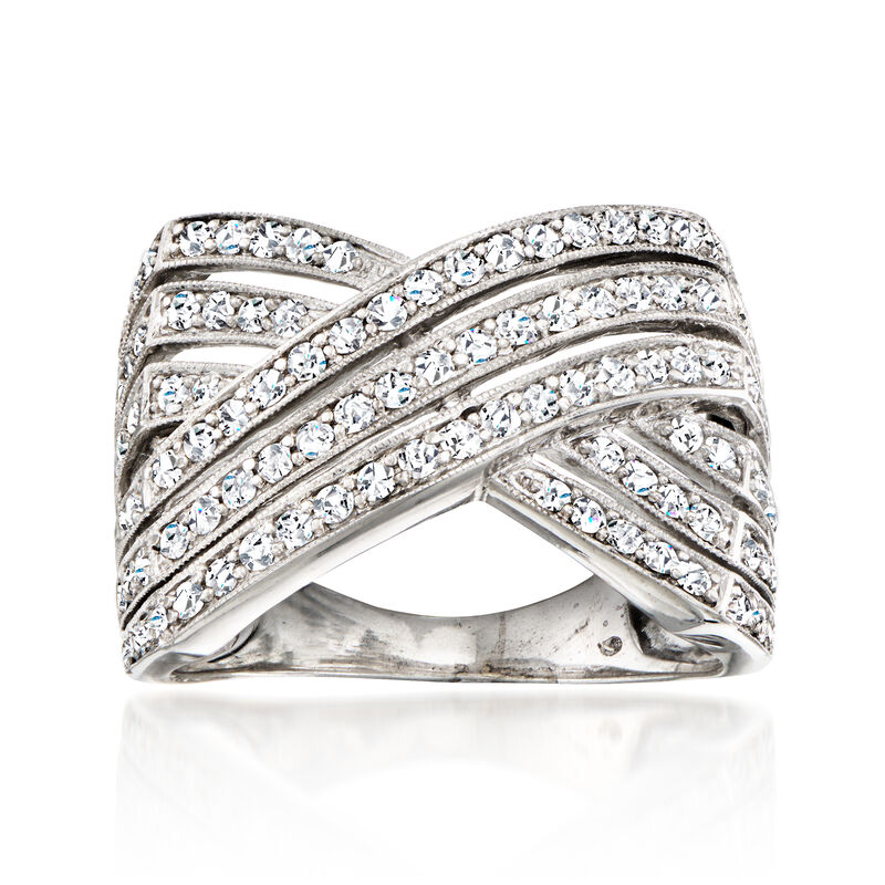 C. 1990 Vintage 1.55 ct. t.w. Diamond Highway-Style Ring in 18kt White Gold. Size 8.5 image number 0