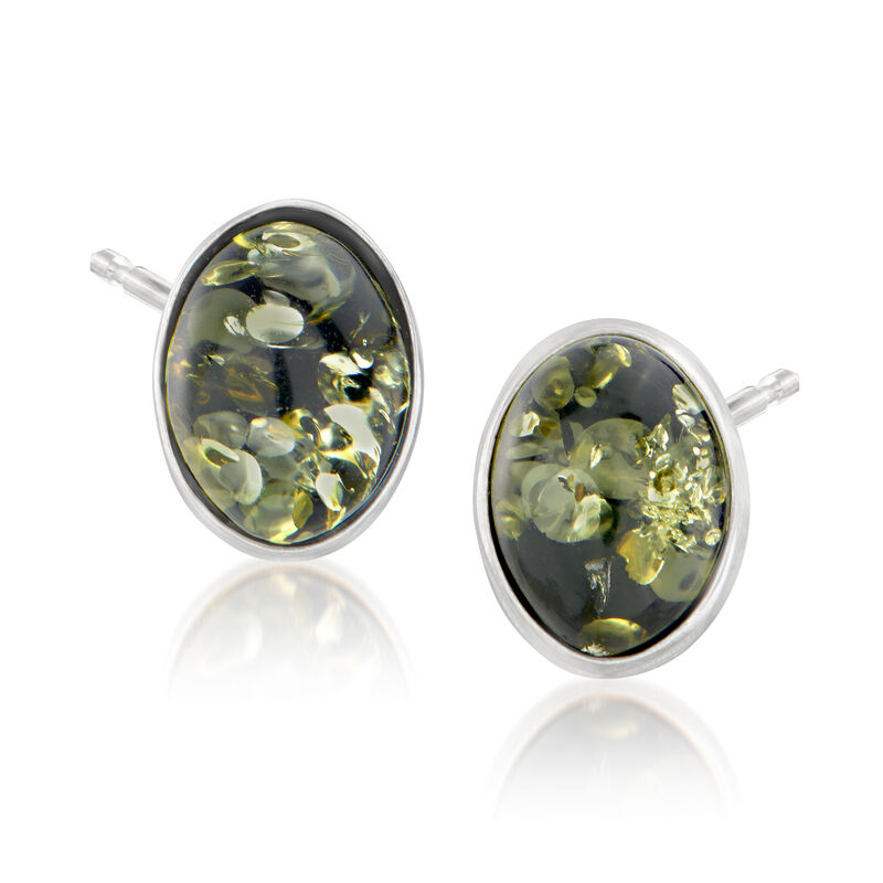 Multicolored Amber Jewelry Set: Three Pairs of Stud Earrings in Sterling Silver image number 5