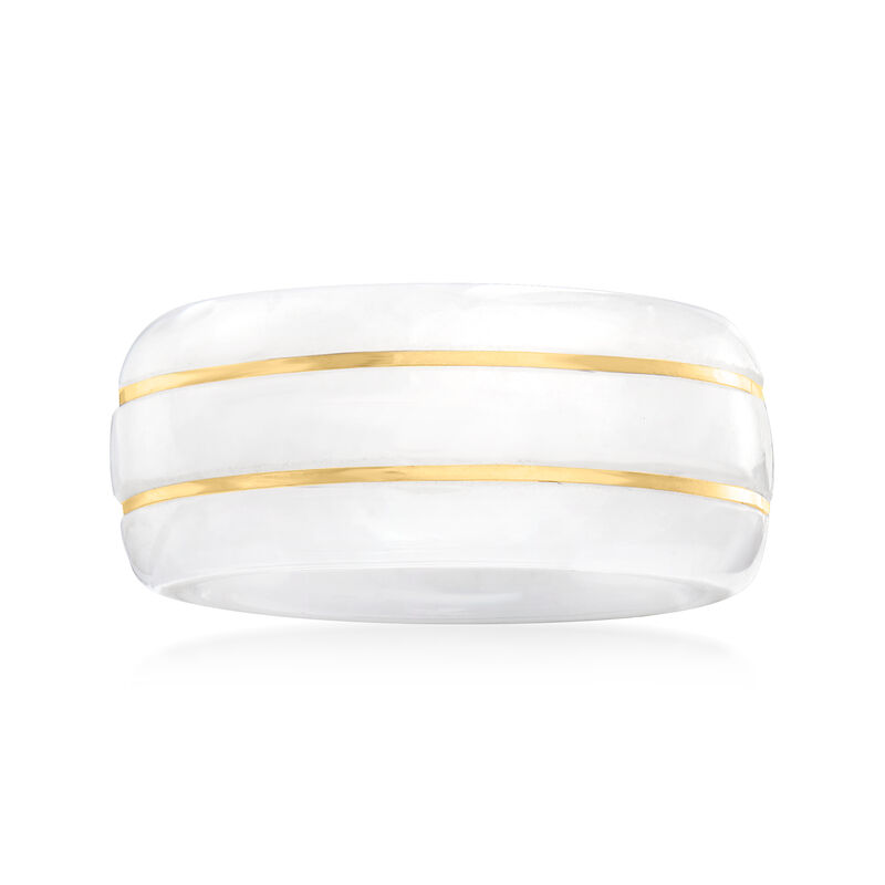 White Jade Ring with 14kt Yellow Gold image number 0