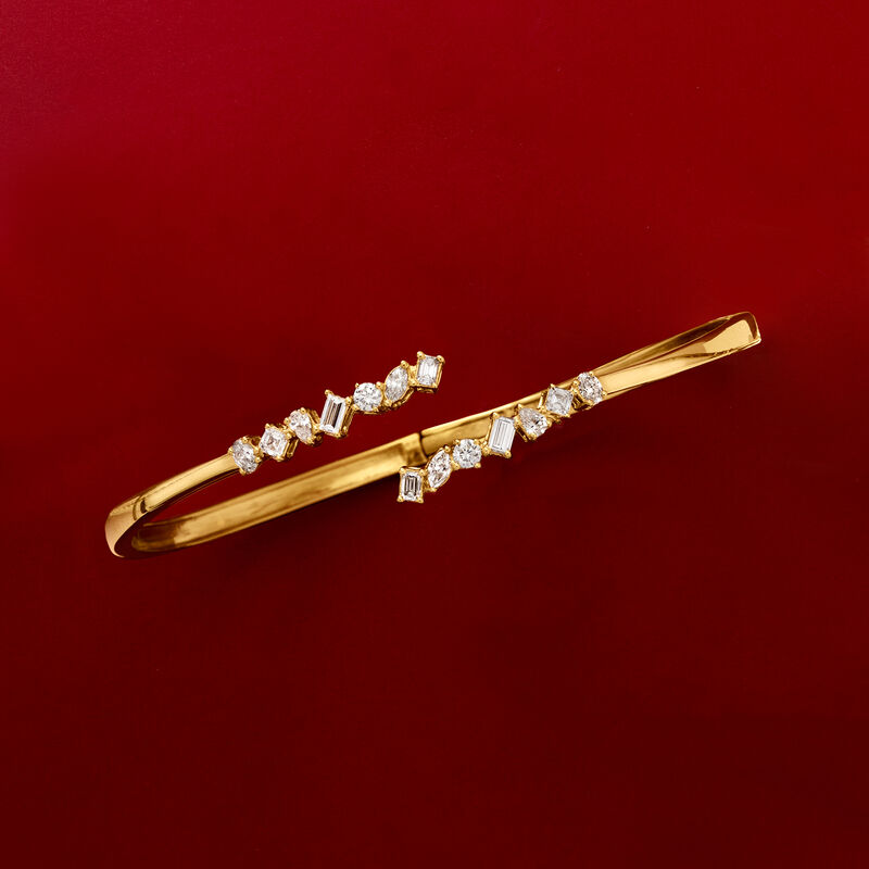 .75 ct. t.w. Lab-Grown Diamond Cuff Bracelet in 18kt Gold Over Sterling image number 2