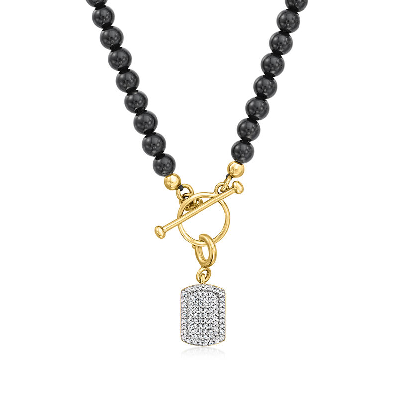 .20 ct. t.w. Diamond Dog Tag Charm in 18kt Gold Over Sterling  image number 2