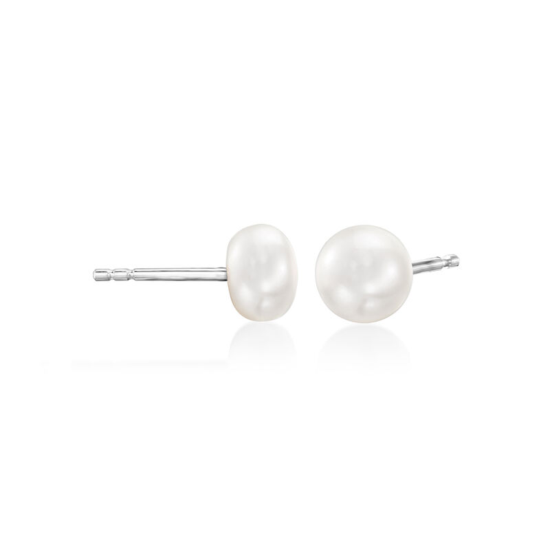 6-6.5mm Cultured Pearl and .60 ct. t.w. CZ Jewelry Set: Three Pairs of Earrings in Sterling Silver  image number 2
