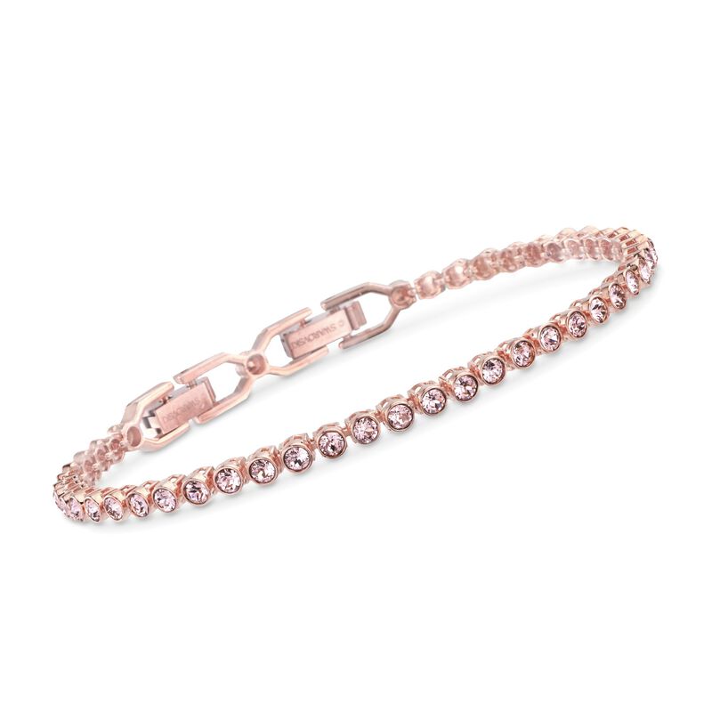 Swarovski Crystal &quot;Emily&quot; Pink Crystal Tennis Bracelet in Rose Gold Plate image number 0
