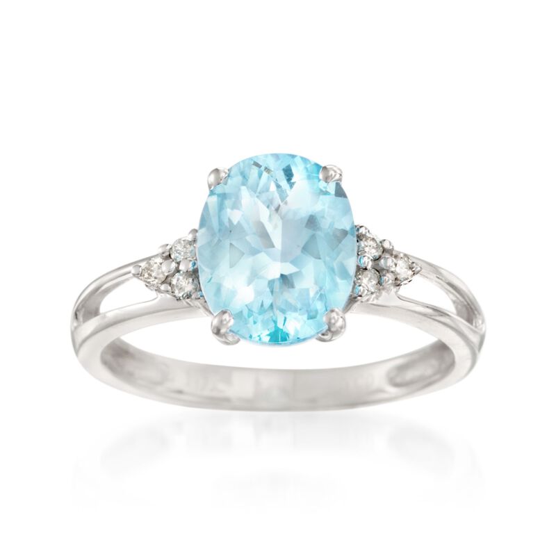 2.00 Carat Aquamarine and Diamond Ring in 14kt White Gold image number 0