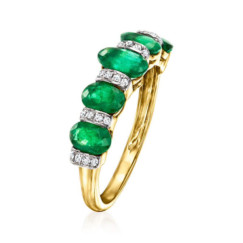 1.50 ct. t.w. Emerald and .12 ct. t.w. Diamond Ring in 14kt Yellow Gold image number 2