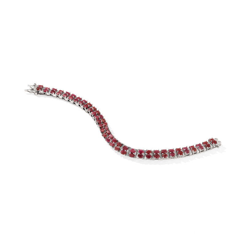 17.00 ct. t.w. Ruby Two-Row Bracelet in Sterling Silver. 7&quot; image number 2