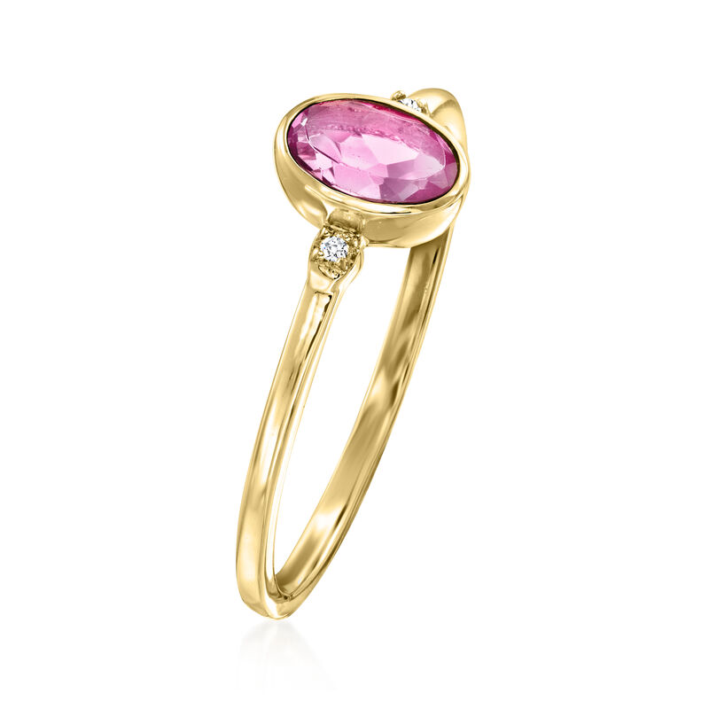 .60 Carat Pink Topaz Ring with Diamonds in 14kt Yellow Gold image number 2