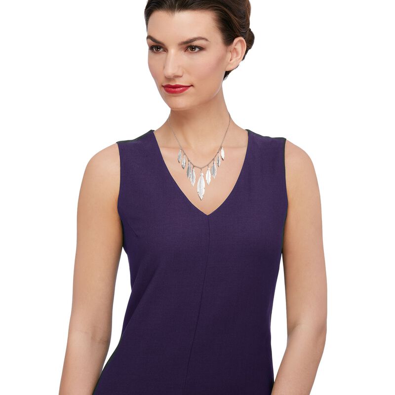 Italian Sterling Silver Feather Fringe Necklace image number 1