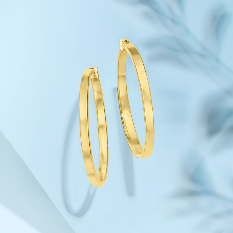 Italian 14kt Yellow Gold Squared-Edge Hoop Earrings. 1 1/2&quot; image number 3
