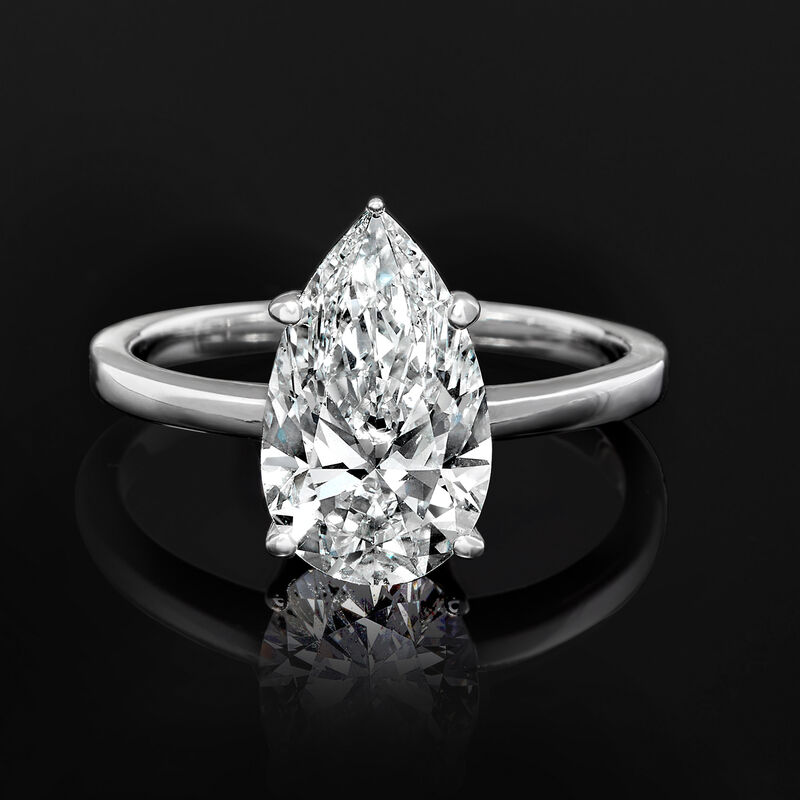 3.00 Carat Pear-Shaped Lab-Grown Diamond Solitaire Ring in 14kt White Gold image number 3