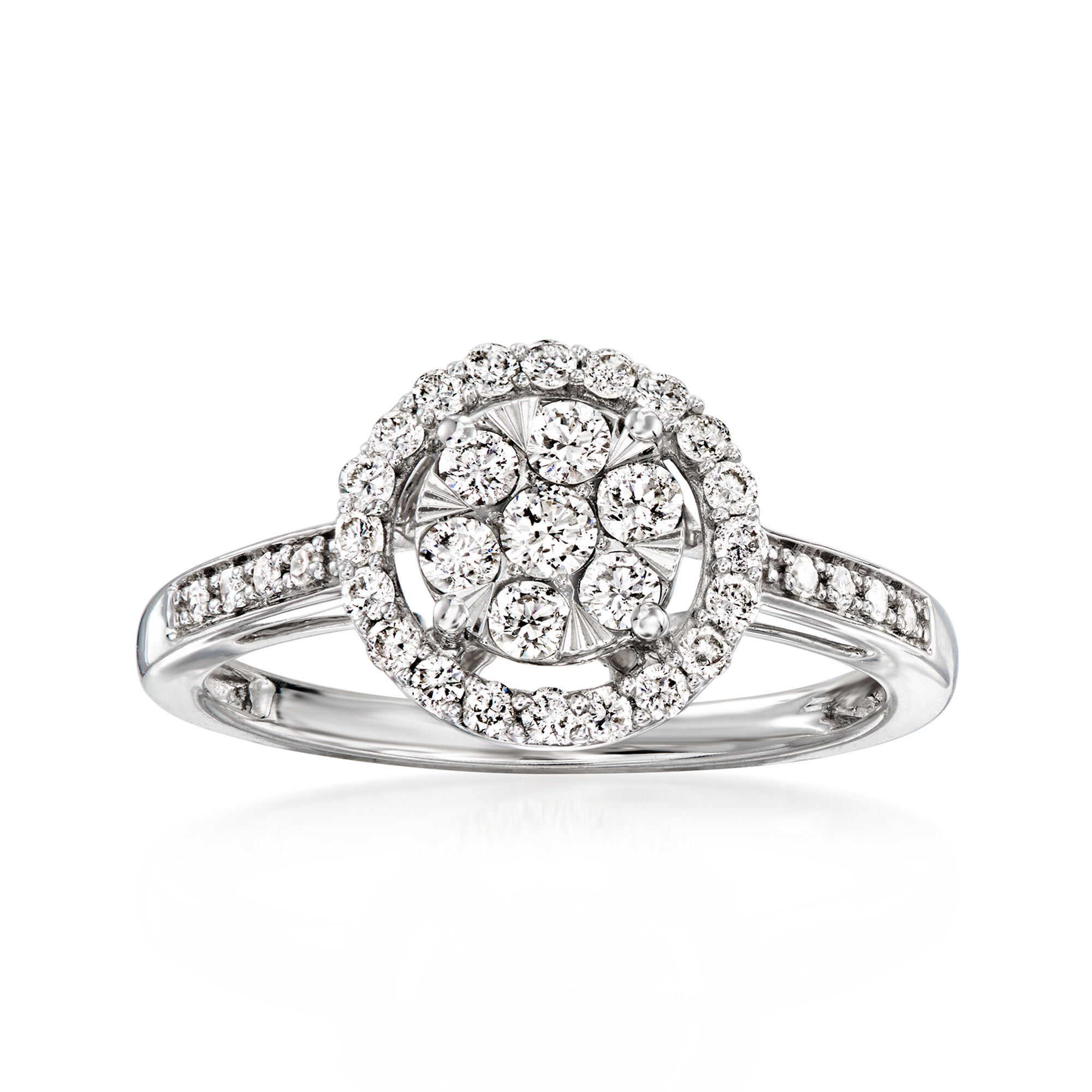 ダイヤモンド　リング C. 2000 Vintage .52 ct. t.w. Diamond Cluster Ring in 14kt White