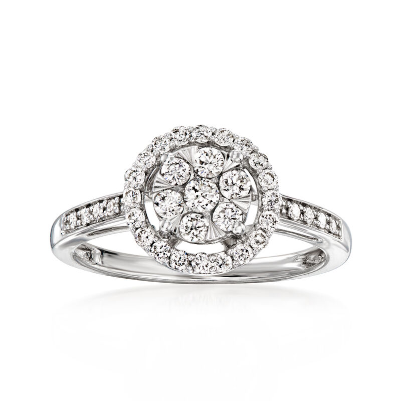 C. 2000 Vintage .52 ct. t.w. Diamond Cluster Ring in 14kt White Gold. Size 7 image number 0