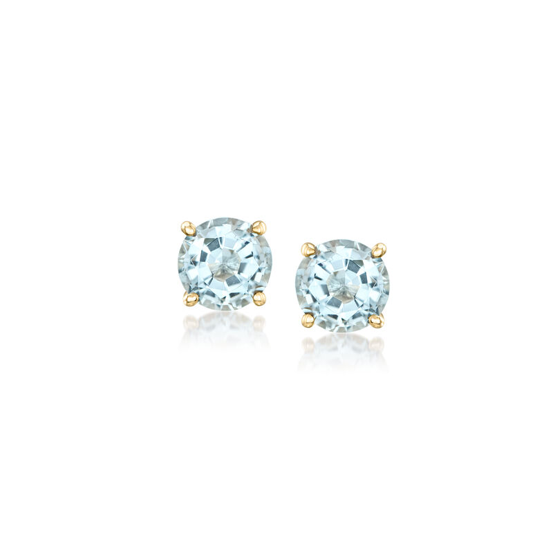 C. 1980 Vintage 2.00 ct. t.w. Sky Blue Topaz Stud Earrings in 14kt Yellow Gold image number 0