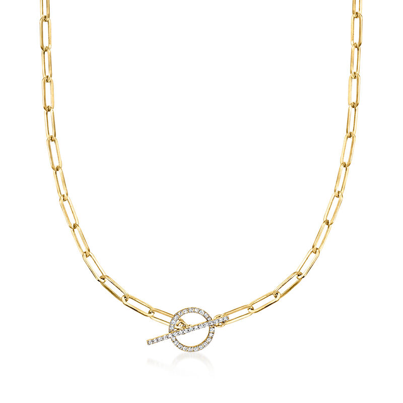 .25 ct. t.w. Diamond Toggle Clasp Paper Clip Link Necklace in 14kt Yellow Gold image number 0