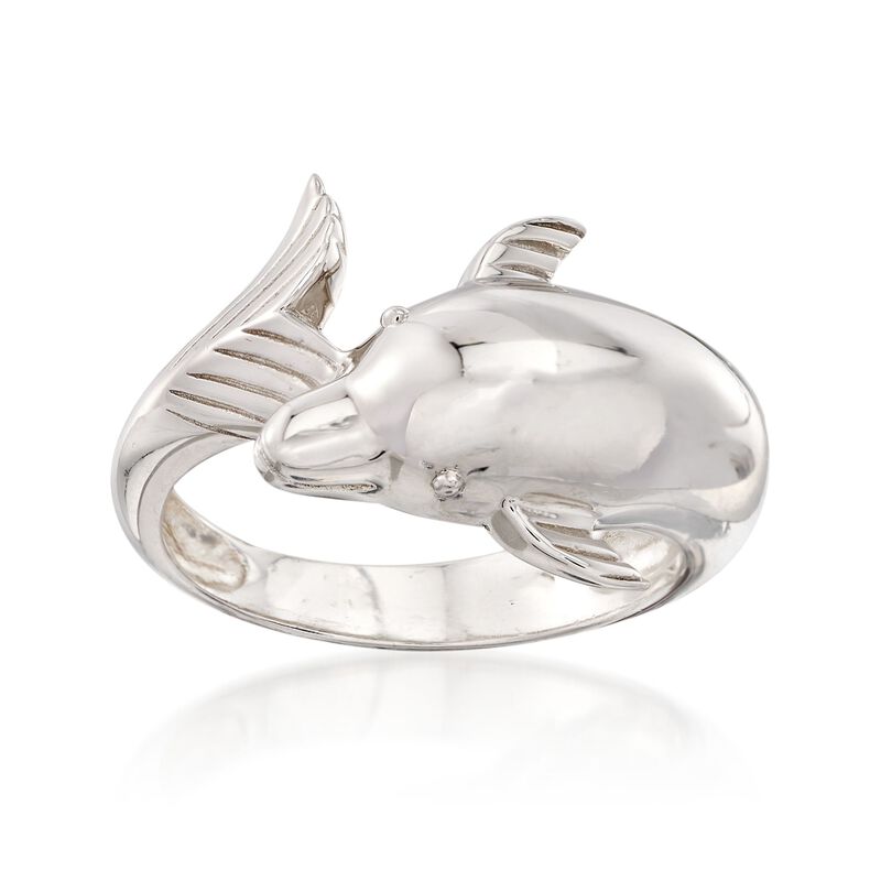 Sterling Silver Dolphin Bypass Ring image number 0