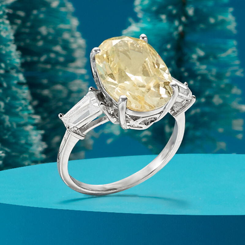 6.35 ct. t.w. Yellow and White CZ Ring in Sterling Silver image number 4