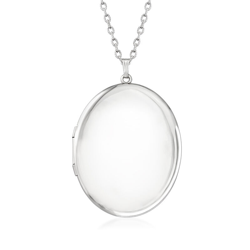 Personalized Photo Extra-Large Oval Locket Necklace in Sterling Silver. 30&quot; image number 2