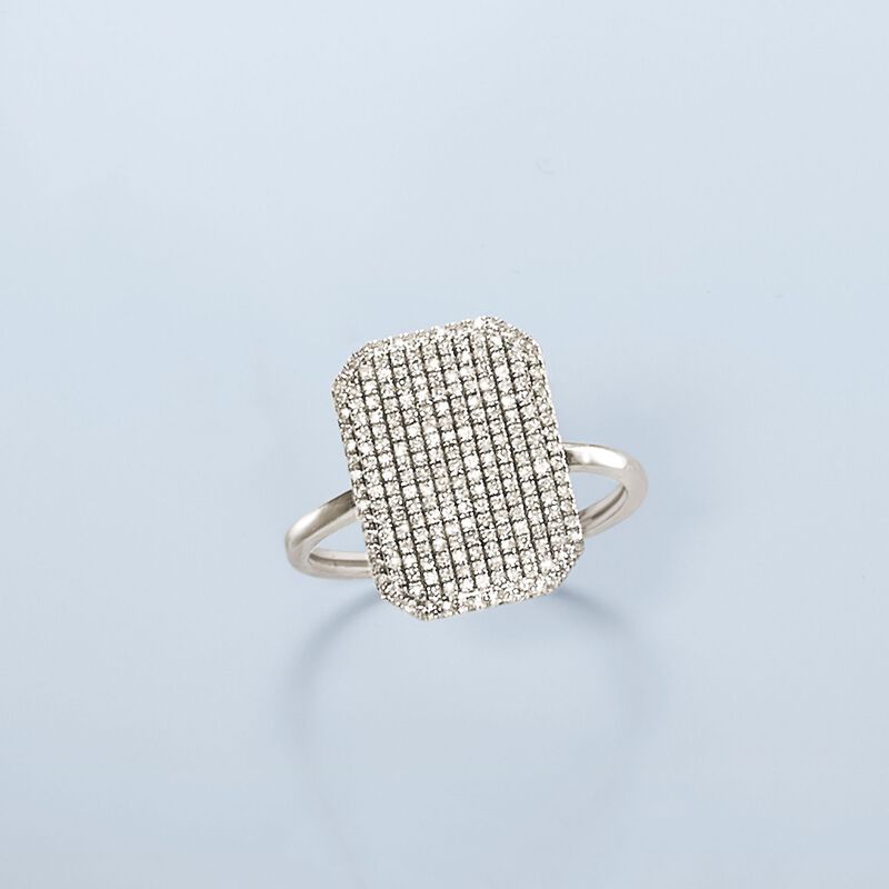 .33 ct. t.w. Pave Diamond Rectangle Ring in 14kt White Gold image number 4
