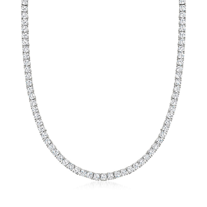 20.00 ct. t.w. CZ Tennis Necklace in Sterling Silver. 17&quot; image number 1