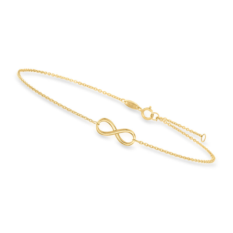 10kt Yellow Gold Infinity Symbol Anklet image number 2
