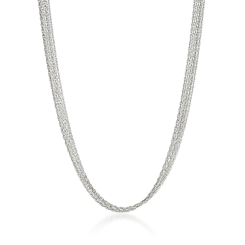 Italian 18kt White Gold Six-Strand Rope Chain Necklace image number 0