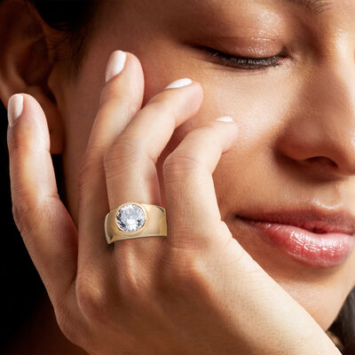3.50 Carat Bezel-Set CZ Ring in 18kt Gold Over Sterling