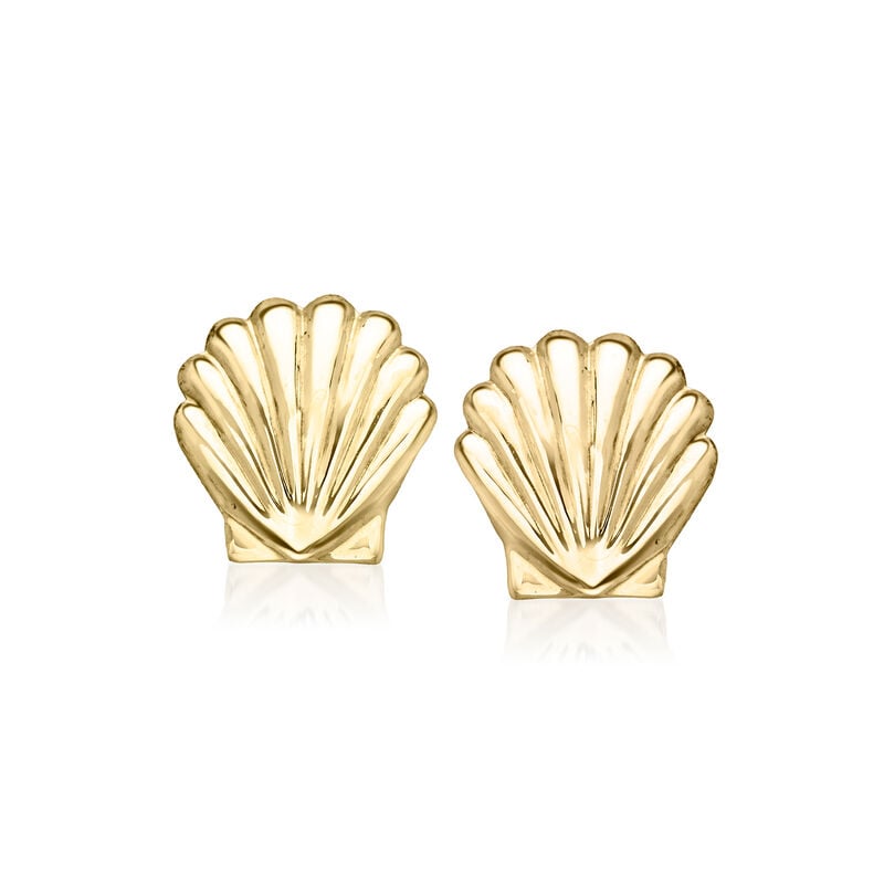 C. 1990 Vintage 14kt Yellow Gold Seashell Earrings image number 0