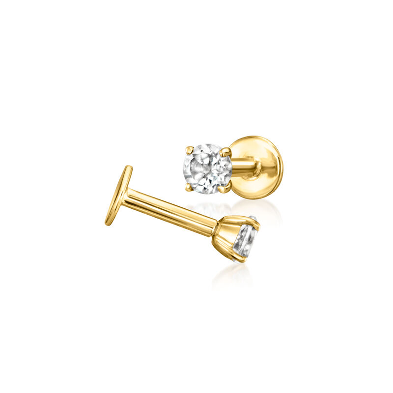 White Topaz Flat-Back Earrings in 14kt Yellow Gold image number 4