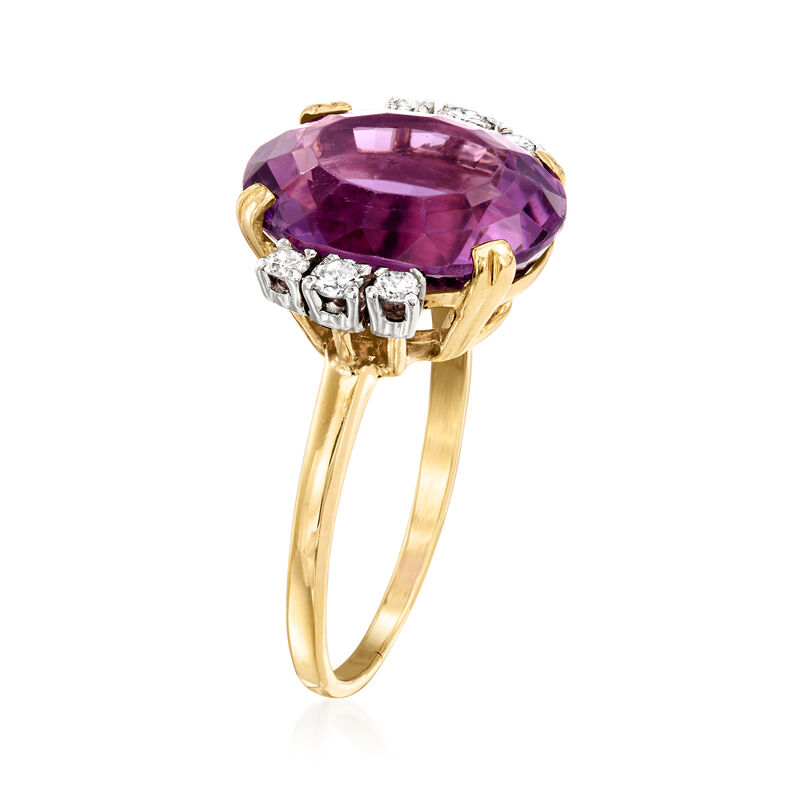 C. 1990 Vintage 7.50 Carat Amethyst Ring with .30 ct. t.w. Diamonds in 14kt Yellow Gold. Size 7 image number 2