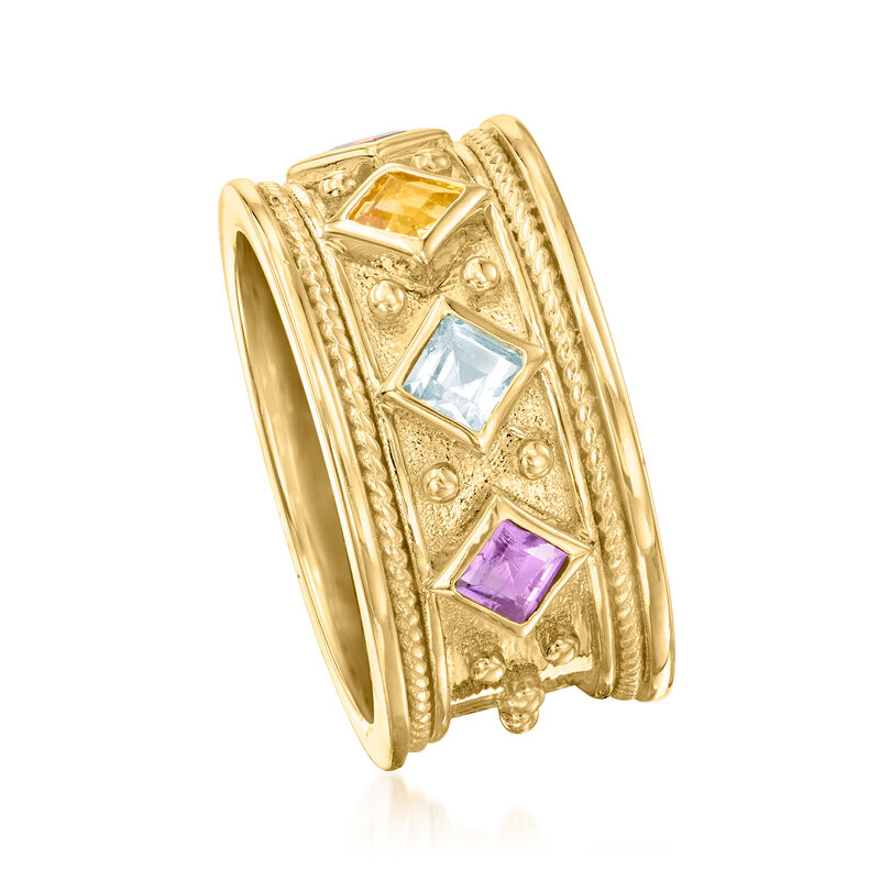 .59 ct. t.w. Multi-Gemstone Ring in 18kt Gold Over Sterling image number 3