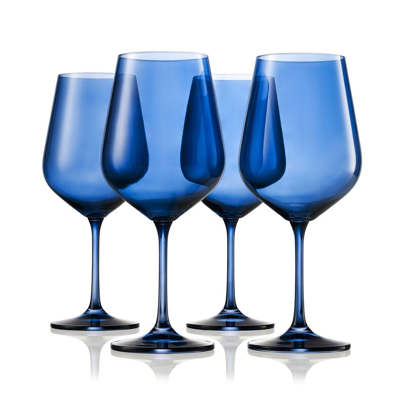 Godinger Set of 4 Navy Blue Wine Glasses image number 0
