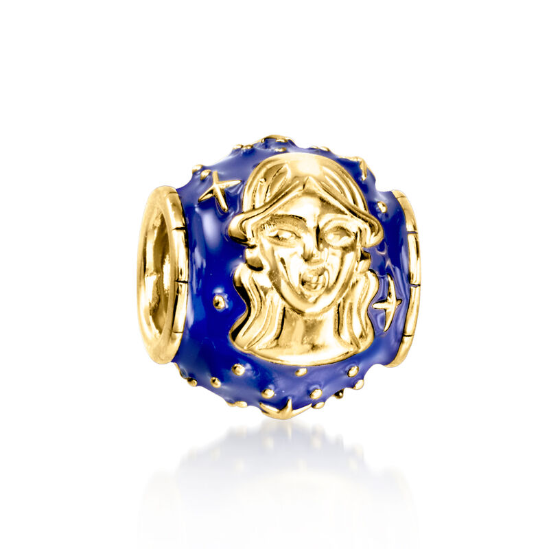 Blue Enamel Zodiac Bead Charm in 18kt Gold Over Sterling image number 1