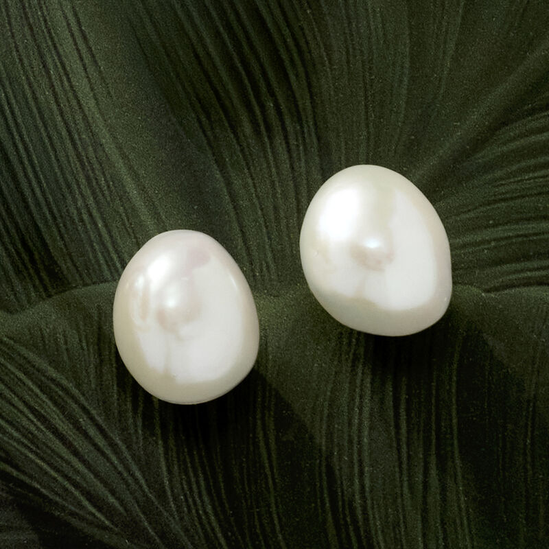 12-13mm Cultured Baroque Pearl Earrings in 14kt Yellow Gold  image number 5