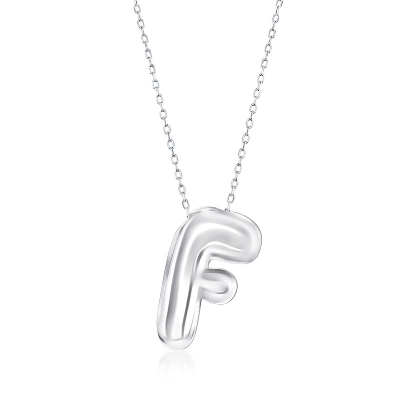 F - Sterling Silver Bubble Initial Necklace. 16"   image number 0