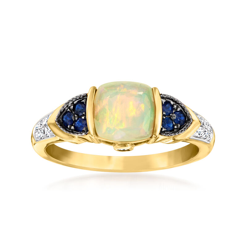 Ethiopian Opal Ring with .13 ct. t.w. Diamonds and .10 ct. t.w. Sapphires in 14kt Yellow Gold image number 0