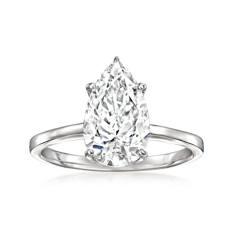 3.00 Carat Pear-Shaped Lab-Grown Diamond Solitaire Ring in 14kt White Gold image number 0