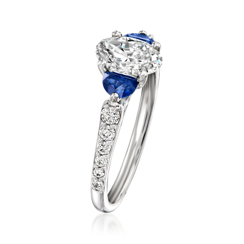 1.21 ct. t.w. Lab-Grown Diamond Ring with .30 ct. t.w. Sapphires in 14kt White Gold image number 2