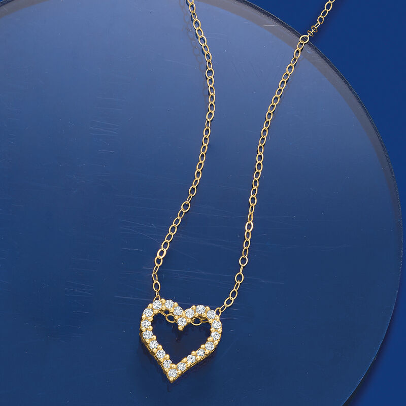 .25 ct. t.w. Diamond Heart Pendant Necklace in 14kt Yellow Gold image number 2