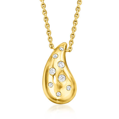 .10 ct. t.w. Diamond Puffy Teardrop Necklace in 18kt Gold Over Sterling