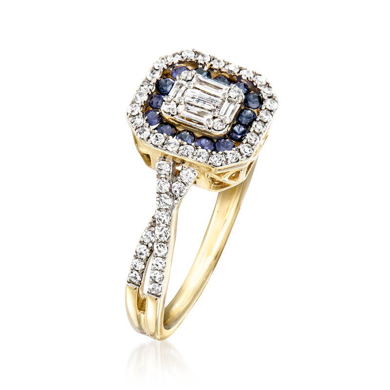 C. 2000 Vintage .66 ct. t.w. Diamond and .35 ct. t.w. Sapphire Ring in 14kt Yellow Gold. Size 7 image number 2