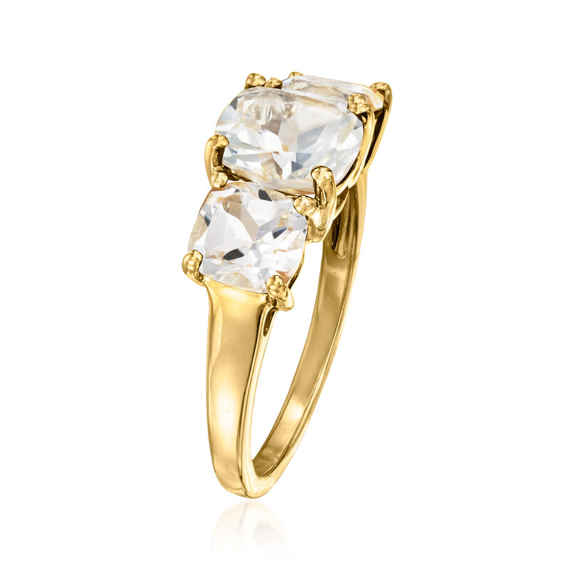 5.00 ct. t.w. White Topaz Three-Stone Ring in 18kt Gold Over Sterling image number 2