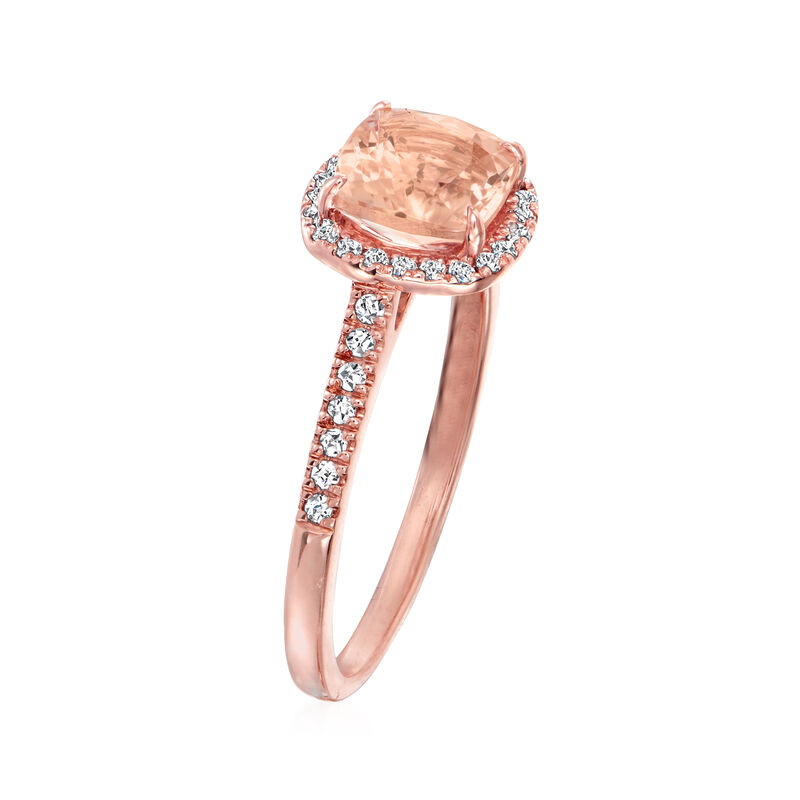 1.00 Carat Morganite Ring with .16 ct. t.w. Diamonds in 14kt Rose Gold image number 2