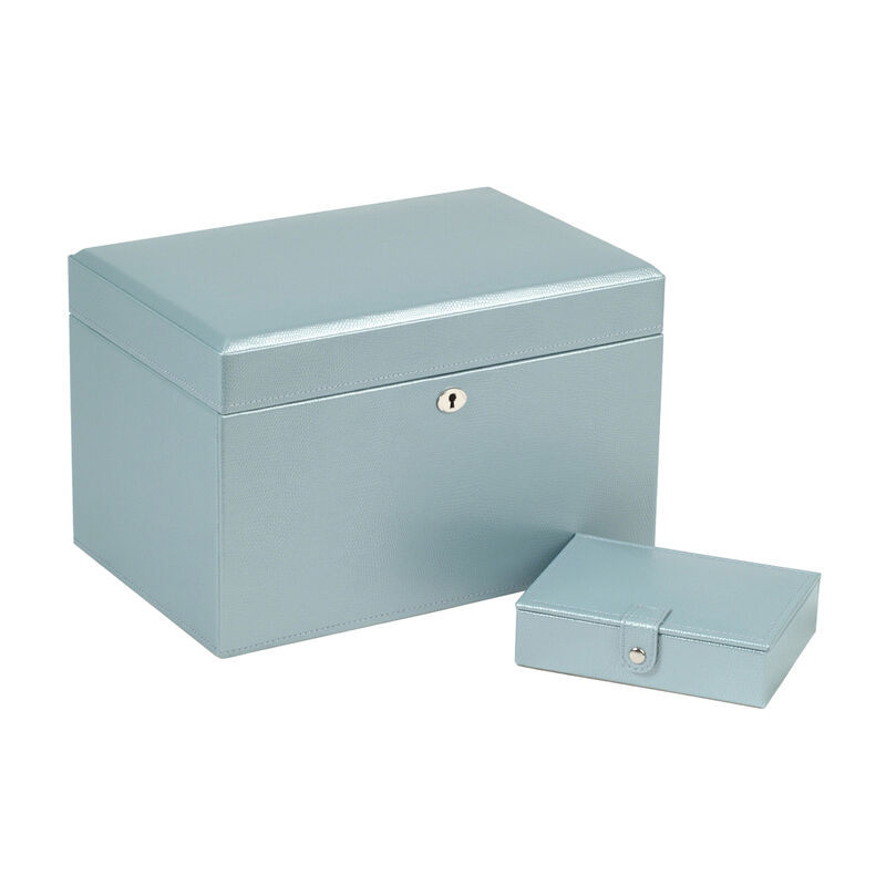 Wolf &quot;London&quot; Ice-Blue Leather Medium Jewelry Box image number 1