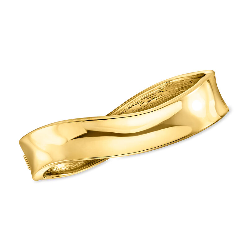 14kt Yellow Gold-Plated Wavy Bangle Bracelet. 7.5" image number 0