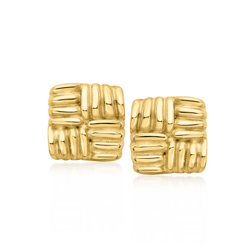 Italian 18kt Gold Over Sterling Quilted Pattern Earrings  image number 0