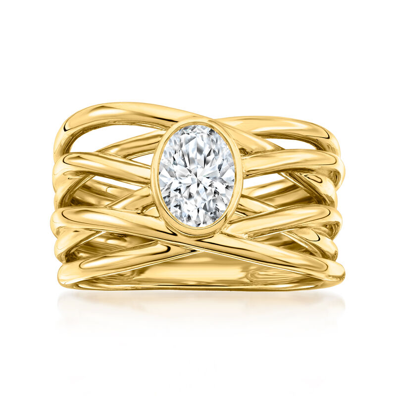 .75 Carat Bezel-Set Lab-Grown Diamond Multi-Row Ring in 18kt Gold Over Sterling image number 0