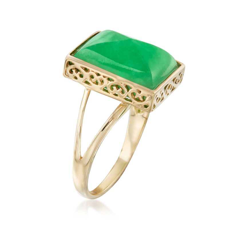 Jade Cabochon Ring in 14kt Yellow Gold image number 2